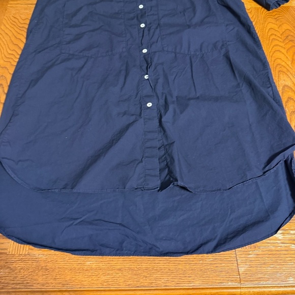 Stefano Mortari Midi Shirt Dress High Low Navy IT 42 or US 6 Lagenlook Artisinal - Picture 6 of 16